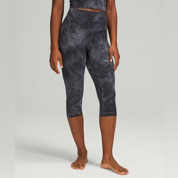 Lululemon Align High Rise Crop 17" Diamond Dye Pitch Grey Graphite Grey Sz 0 - Picture 2 of 10